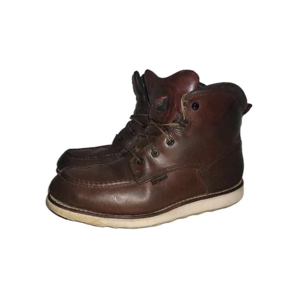 Red Wing Traction Tred 405 Waterproof Soft Toe Leather Boots Men's Sz 12 D Brown